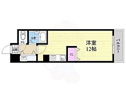 エリーフラッツ西ノ京 ワンルームの間取図画像