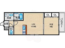 ルーカス 1LDKの間取図画像