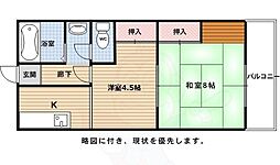 洛西マンションNo.2 2Kの間取図画像