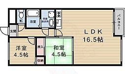 ドミール東寺 2LDKの間取図画像