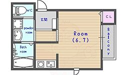 シャインメゾン長岡京 ワンルームの間取図画像