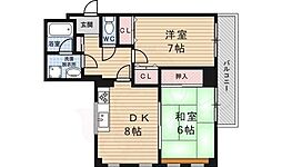 ランブラス二條御幸町 2DKの間取図画像