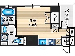 リーガル京都堀川五条通り ワンルームの間取図画像