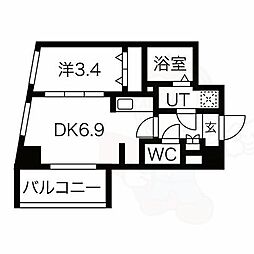 ファステート京都東寺グラン 1DKの間取図画像