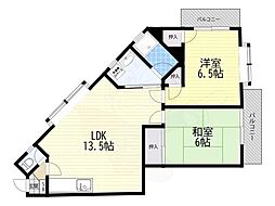 ディアパレス向日 2LDKの間取図画像