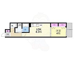 ベラジオ雅び北野白梅町 1LDKの間取図画像