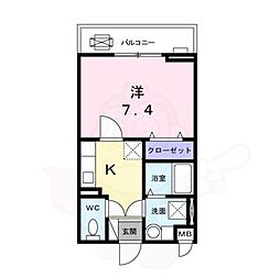 ティープラント朝日 1Kの間取図画像