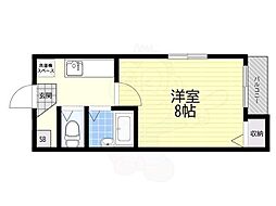 リバリー朱雀 1Kの間取図画像