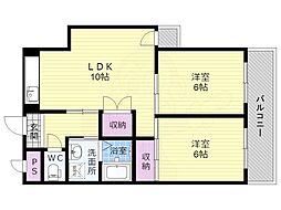 ハミング西浦 2LDKの間取図画像