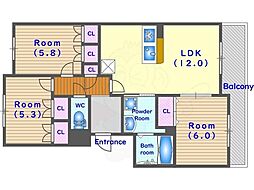 パインフィールド洛西 3LDKの間取図画像