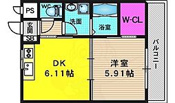 Blossom桂 1DKの間取図画像
