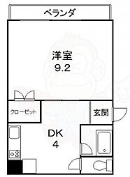 第8パールハイツ安井 1DKの間取図画像