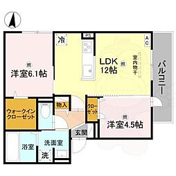 GRAMM松室吾田神町C 2LDKの間取図画像
