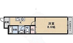 プレジール天神 1Kの間取図画像