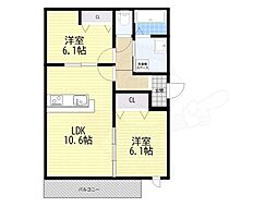 メゾンリーフ 2LDKの間取図画像