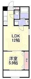 東池田町マンション 1LDKの間取図画像