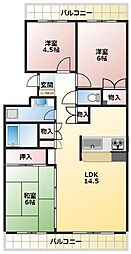 スズランパレス 3LDKの間取図画像