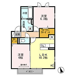 セジュールグランデB 2LDKの間取図画像