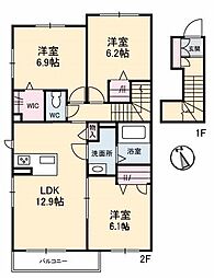 セレナガーデンB 3LDKの間取図画像