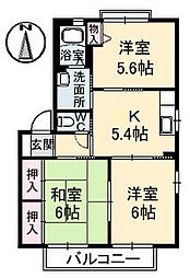 メゾンプラネA棟 101 1階2LDKの間取り