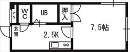 シティ・キャッスル 1Kの間取図画像