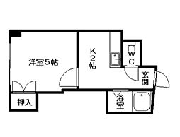 コスモス菊水 1Kの間取図画像