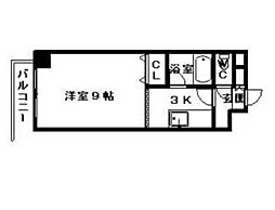 コスモス東札幌 1Kの間取図画像