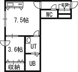 プリマベーラ発寒南 1LDKの間取図画像