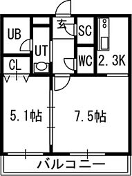 S-FORT豊平三条 1LDKの間取図画像