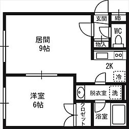 すいえん 1LDKの間取図画像