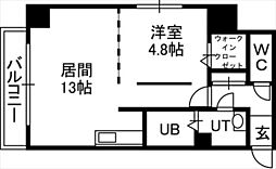 セルベッサ札幌レジデンス 1LDKの間取図画像