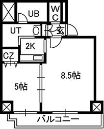 トレジャーコートA 1LDKの間取図画像