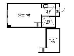 クィーン南5条 1Kの間取図画像