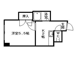 コスモス菊水 1Kの間取図画像