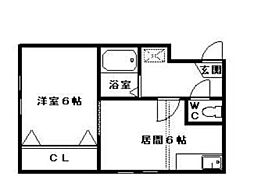 ノースランド南8条 1DKの間取図画像