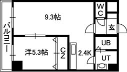 エステラ南3条館A 1LDKの間取図画像