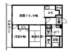 サテラ北34条 2LDKの間取図画像