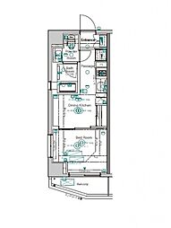 XEBEC長原 1DKの間取図画像