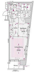 グランド・ガーラ横浜新子安 1LDKの間取図画像