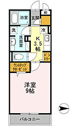 ヴィヴァーチェ川崎 1Kの間取図画像