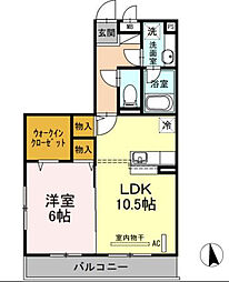 ペアハピネス 1LDKの間取図画像