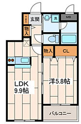 MaisonClairHiyoshi 1LDKの間取図画像