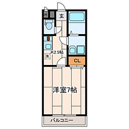 ウッディーハイツK 1Kの間取図画像