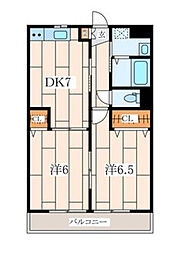 チェリーハウス2 2DKの間取図画像