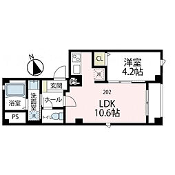 ヴィラ山一 1LDKの間取図画像