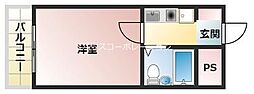 ロールス園田 1Kの間取図画像