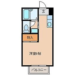 奥ハイツ 1Kの間取図画像