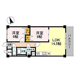 ウィズプレジール若王寺 2LDKの間取図画像