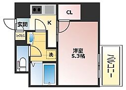 フォーリアライズ昭和南通1 1Kの間取図画像