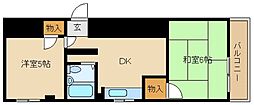 ナルディス尼崎 2DKの間取図画像